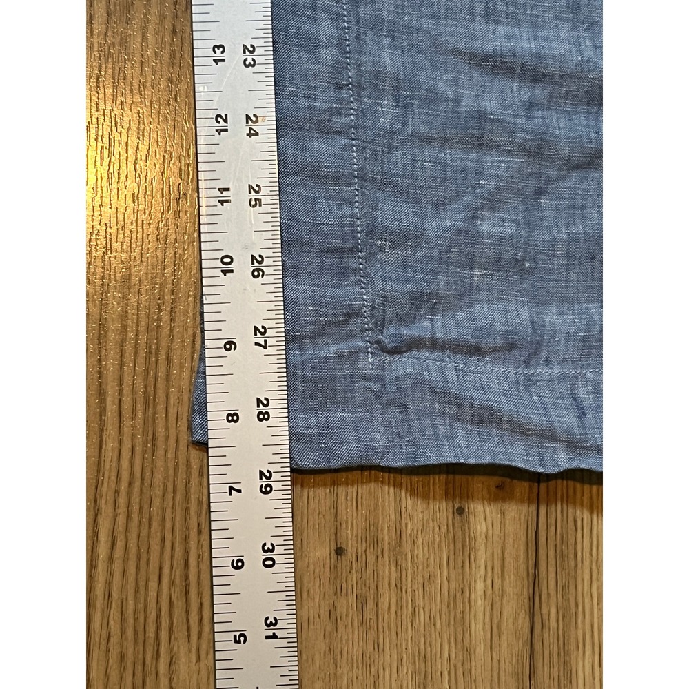 Athleta Linen Pants Women Size 0 Blue Wide Leg Elastic Waist Drawstring Pull On - Picture 12 of 12